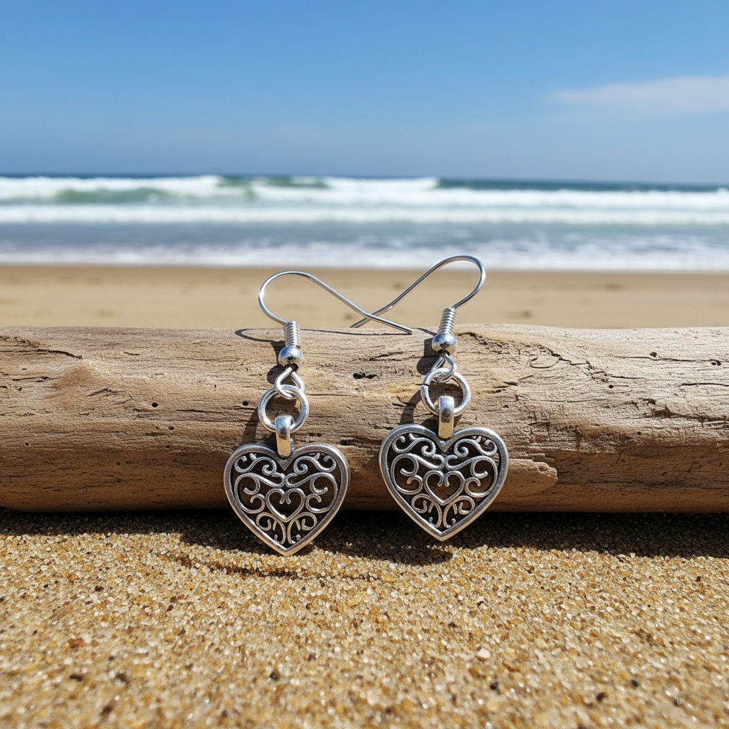 Women's S925 Sterling Silver Vintage Minimalist Heart Earrings